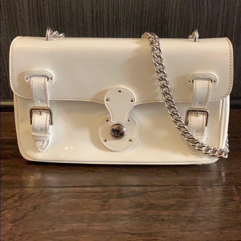 Ralph Lauren Collection white patent shoulder bag